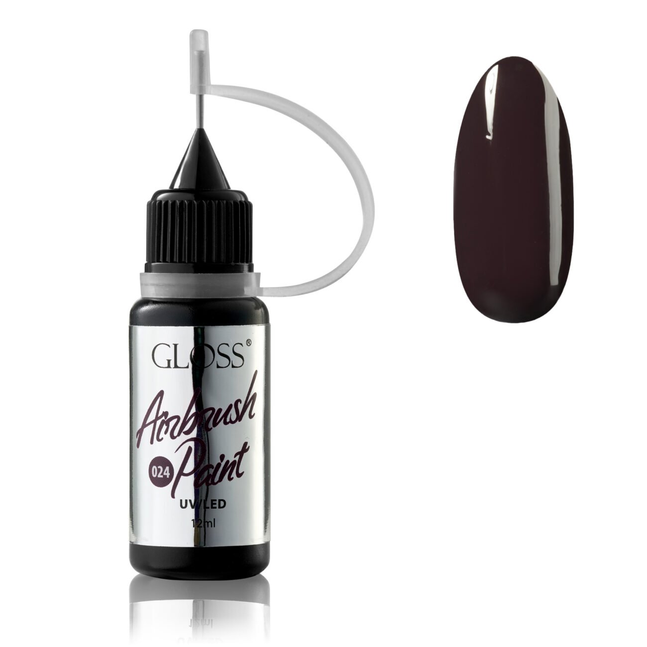 Фарба для аерографа GLOSS Airbrush Paint 024 (чорно-коричневий), 12 мл
