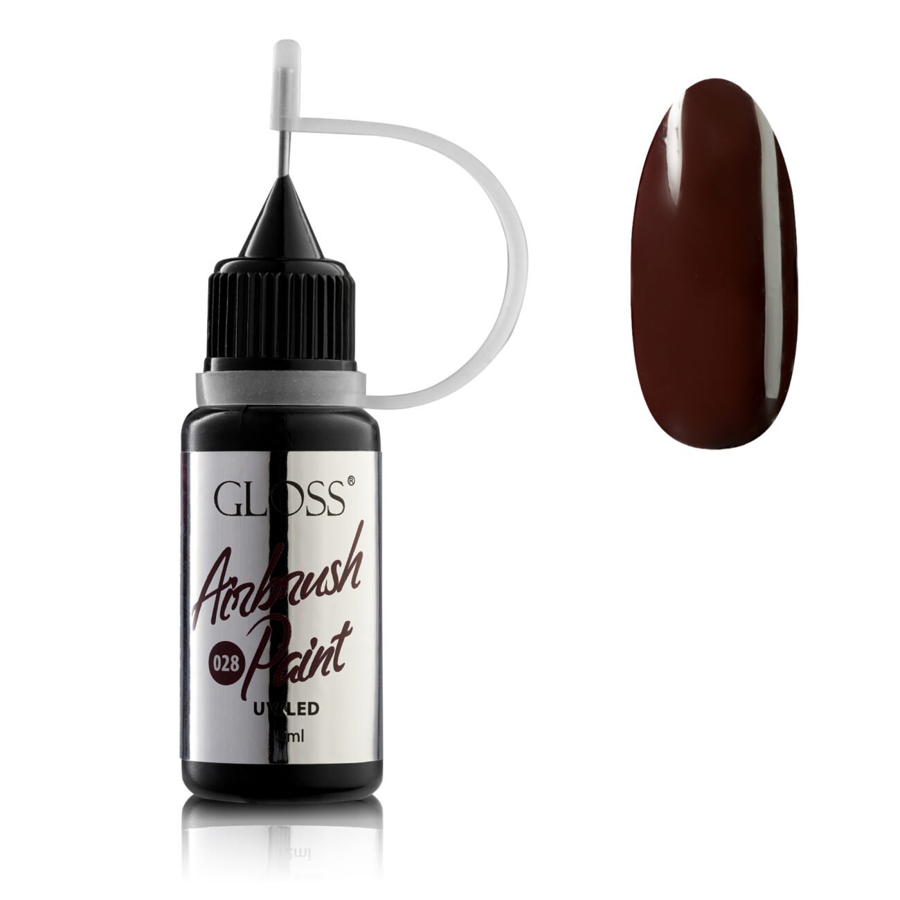 Фарба для аерографа GLOSS Airbrush Paint 028 (коричнево-бордовий), 12 мл