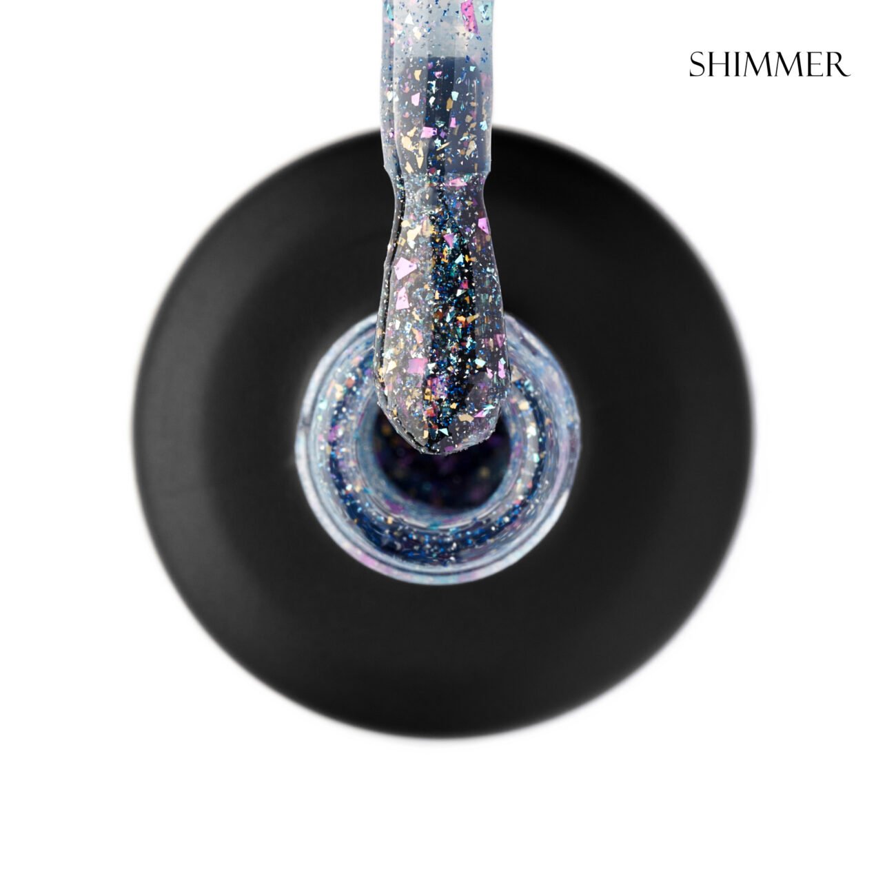 Топ для гель-лаку GLOSS Shine top coat Shimmer, 11 мл (прозорий з синім підтоном з рожевою поталлю)