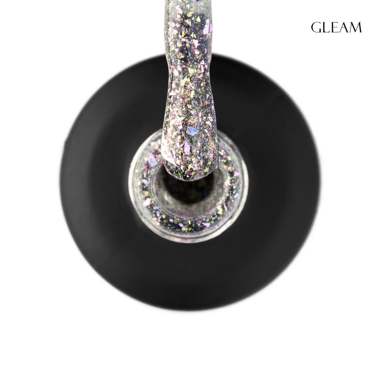 Топ для гель-лаку GLOSS Shine top coat Gleam, 11 мл (прозорий з сірим підтоном та галографічною поталлю)