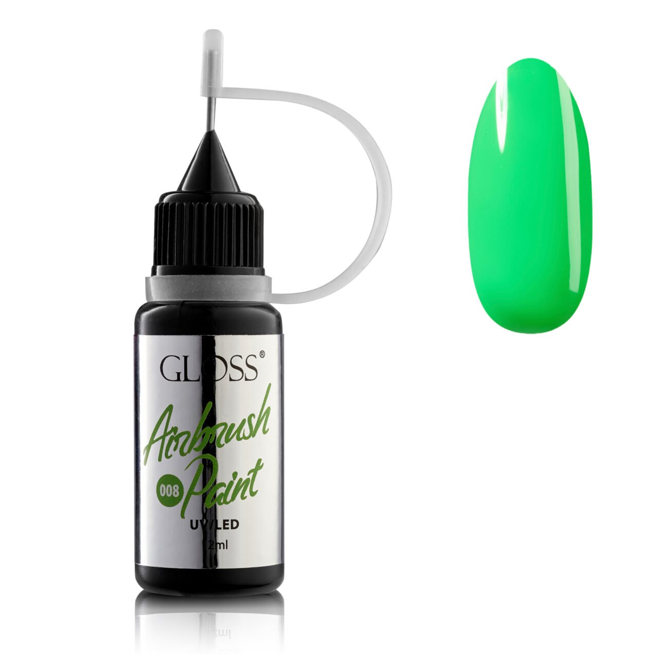 Фарба для аерографа GLOSS Airbrush Paint 008 (яскраво-зелений), 12 мл
